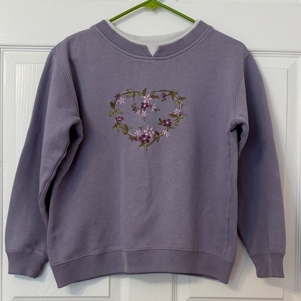 Vintage Lavender Floral Heart Sweater